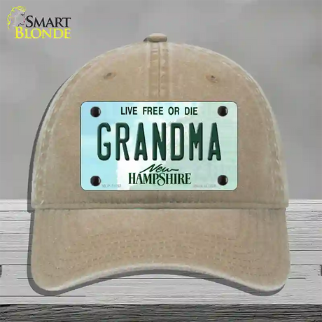 Grandma New Hampshire State Novelty License Plate Hat Unconstructed Cotton / Khaki