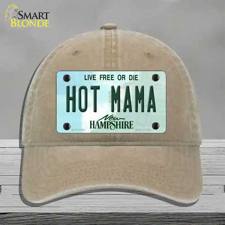 Hot Mama New Hampshire State Novelty License Plate Hat Unconstructed Cotton / Khaki