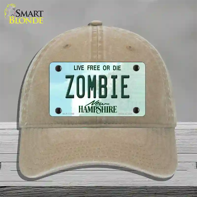 Zombie New Hampshire State Novelty License Plate Hat Unconstructed Cotton / Khaki