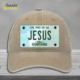 Jesus New Hampshire State Novelty License Plate Hat Unconstructed Cotton / Khaki