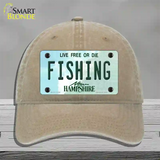 Fishing New Hampshire State Novelty License Plate Hat Unconstructed Cotton / Khaki