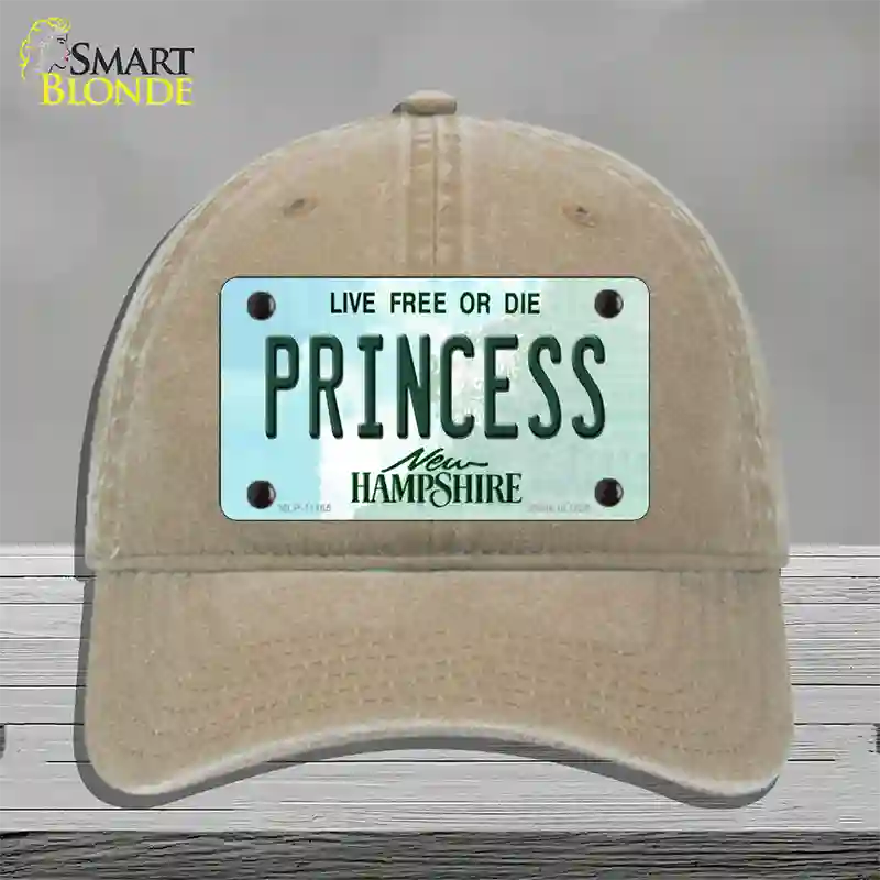 Princess New Hampshire State Novelty License Plate Hat Unconstructed Cotton / Khaki