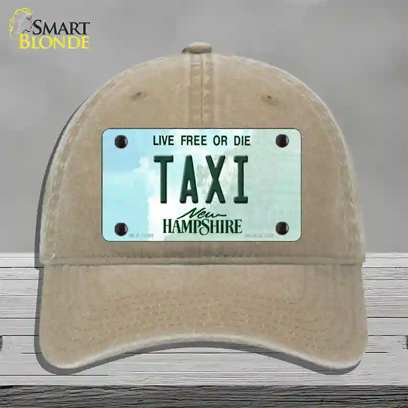 Taxi New Hampshire State Novelty License Plate Hat Unconstructed Cotton / Khaki