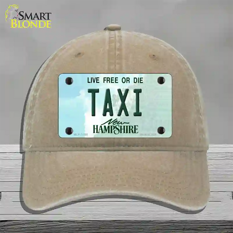 Taxi New Hampshire State Novelty License Plate Hat Unconstructed Cotton / Khaki