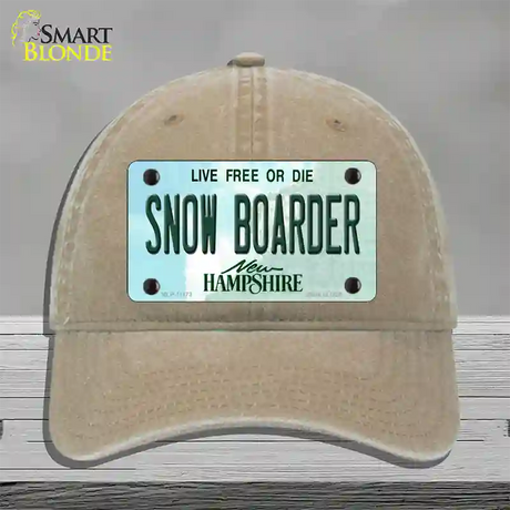 Snow Boarder New Hampshire State Novelty License Plate Hat Unconstructed Cotton / Khaki