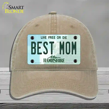 Best Mom New Hampshire State Novelty License Plate Hat Unconstructed Cotton / Khaki