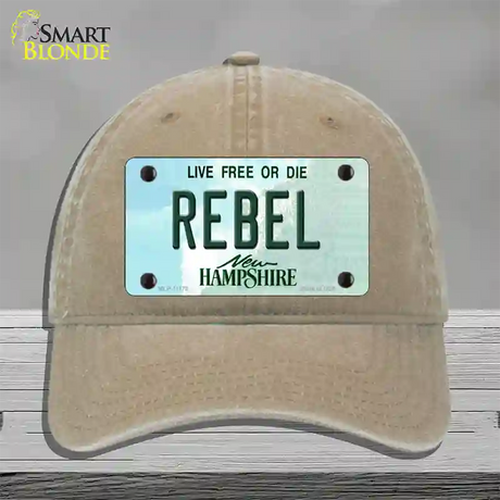 Rebel New Hampshire State Novelty License Plate Hat Unconstructed Cotton / Khaki