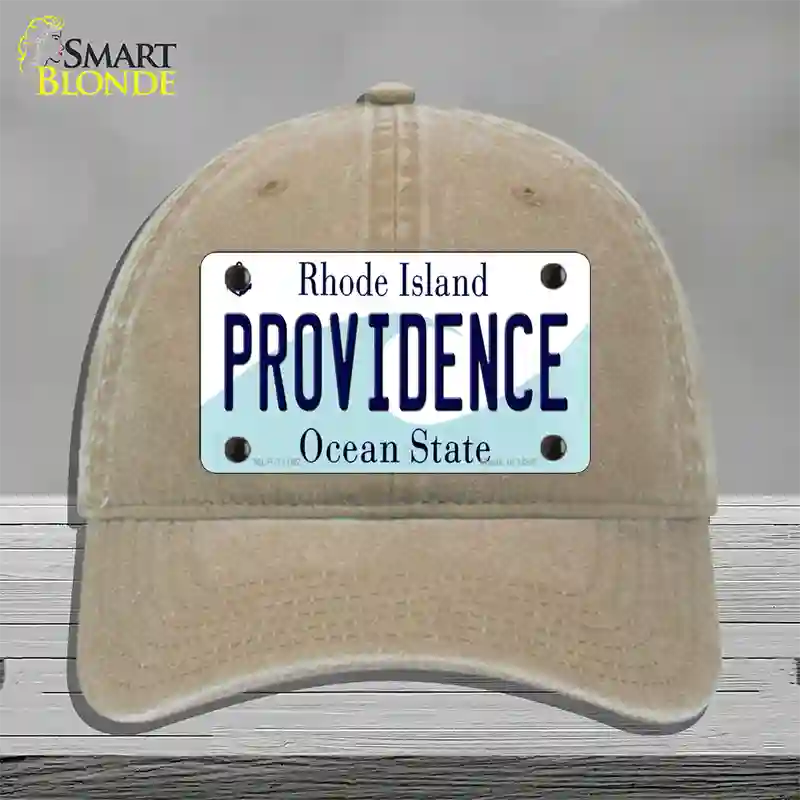 Providence Rhode Island State Novelty License Plate Hat Unconstructed Cotton / Khaki