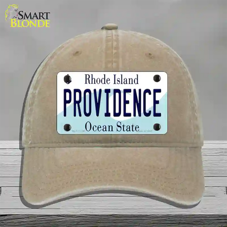 Providence Rhode Island State Novelty License Plate Hat Unconstructed Cotton / Khaki