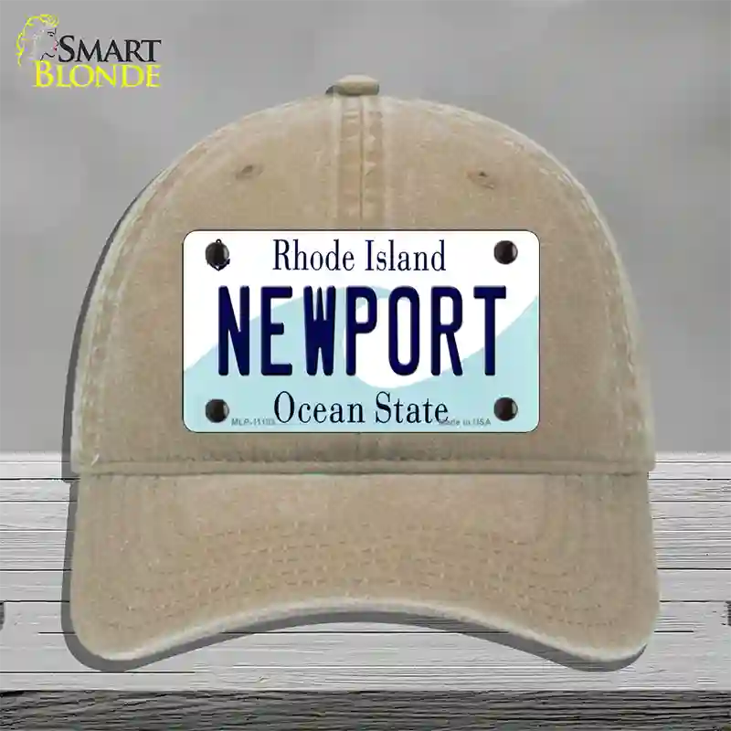 New Port Rhode Island State Novelty License Plate Hat Unconstructed Cotton / Khaki