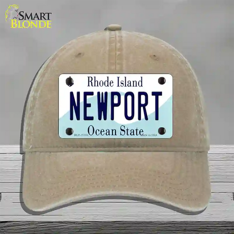 New Port Rhode Island State Novelty License Plate Hat Unconstructed Cotton / Khaki