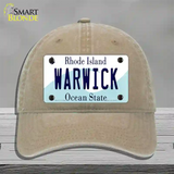 Warwick Rhode Island State Novelty License Plate Hat Unconstructed Cotton / Khaki