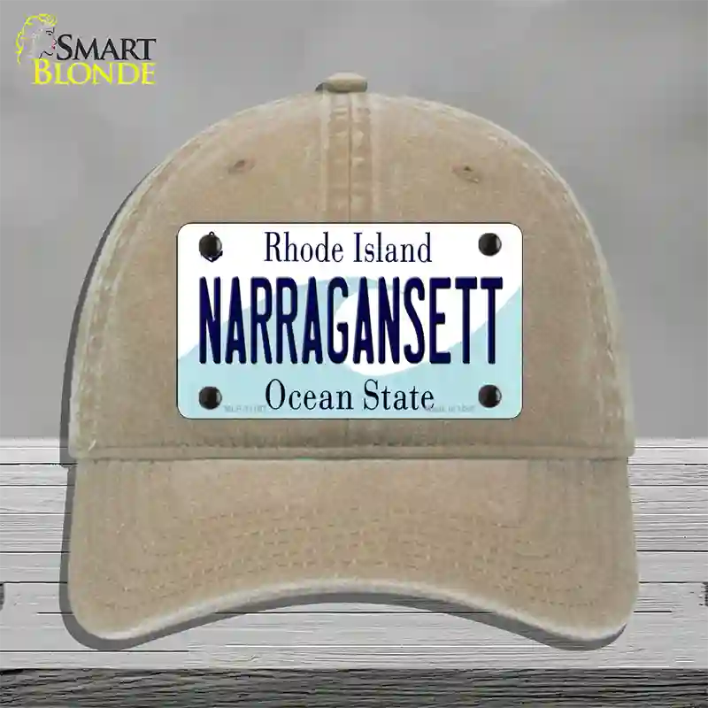 Narragansett Rhode Island State Novelty License Plate Hat Unconstructed Cotton / Khaki