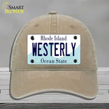 Westerly Rhode Island State Novelty License Plate Hat Unconstructed Cotton / Khaki