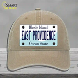 East Providence Rhode Island State Novelty License Plate Hat Unconstructed Cotton / Khaki