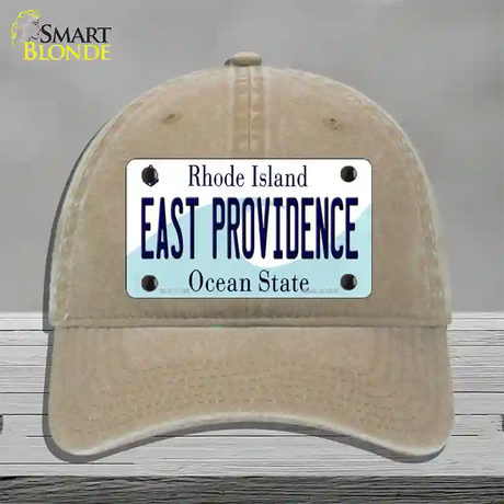 East Providence Rhode Island State Novelty License Plate Hat Unconstructed Cotton / Khaki