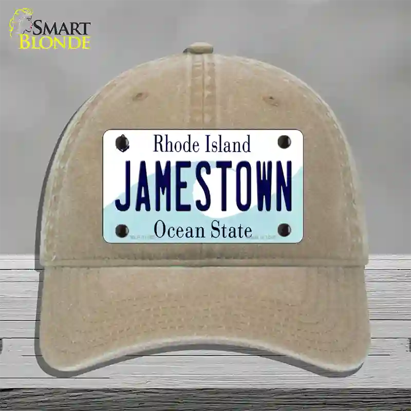 Jamestown Rhode Island State Novelty License Plate Hat Unconstructed Cotton / Khaki