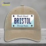 Bristol Rhode Island State Novelty License Plate Hat Unconstructed Cotton / Khaki