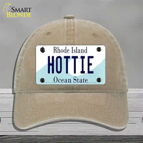 Hottie Rhode Island State Novelty License Plate Hat Unconstructed Cotton / Khaki