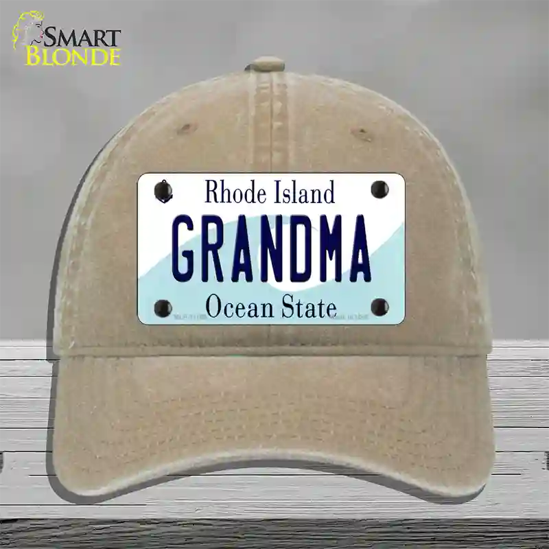 Grandma Rhode Island State Novelty License Plate Hat Unconstructed Cotton / Khaki