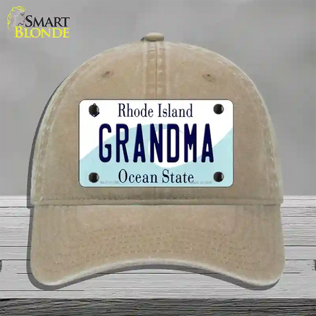 Grandma Rhode Island State Novelty License Plate Hat Unconstructed Cotton / Khaki