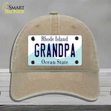 Grandpa Rhode Island State Novelty License Plate Hat Unconstructed Cotton / Khaki