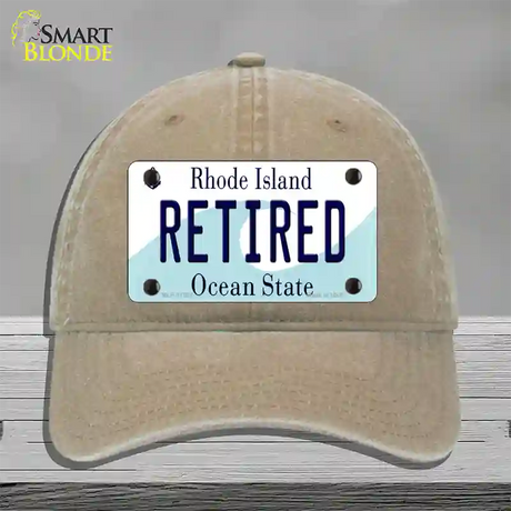 Retired Rhode Island State Novelty License Plate Hat Unconstructed Cotton / Khaki