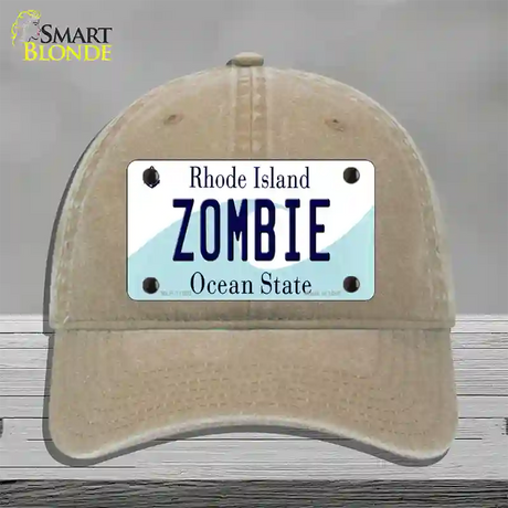 Zombie Rhode Island State Novelty License Plate Hat Unconstructed Cotton / Khaki