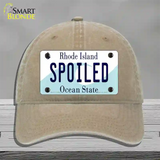 Spoiled Rhode Island State Novelty License Plate Hat Unconstructed Cotton / Khaki