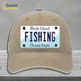 Fishing Rhode Island State Novelty License Plate Hat Unconstructed Cotton / Khaki