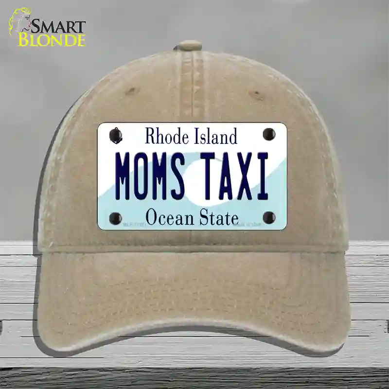 Moms Taxi Rhode Island State Novelty License Plate Hat Unconstructed Cotton / Khaki