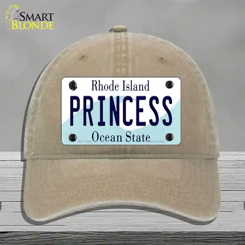 Princess Rhode Island State Novelty License Plate Hat Unconstructed Cotton / Khaki