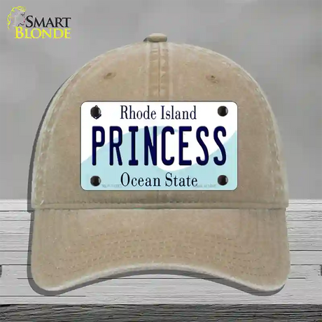 Princess Rhode Island State Novelty License Plate Hat Unconstructed Cotton / Khaki