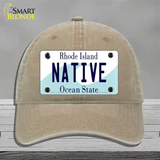 Native Rhode Island State Novelty License Plate Hat Unconstructed Cotton / Khaki