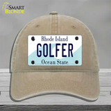 Golfer Rhode Island State Novelty License Plate Hat Unconstructed Cotton / Khaki