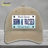 Born and Raised Rhode Island State Novelty License Plate Hat Unconstructed Cotton / Khaki