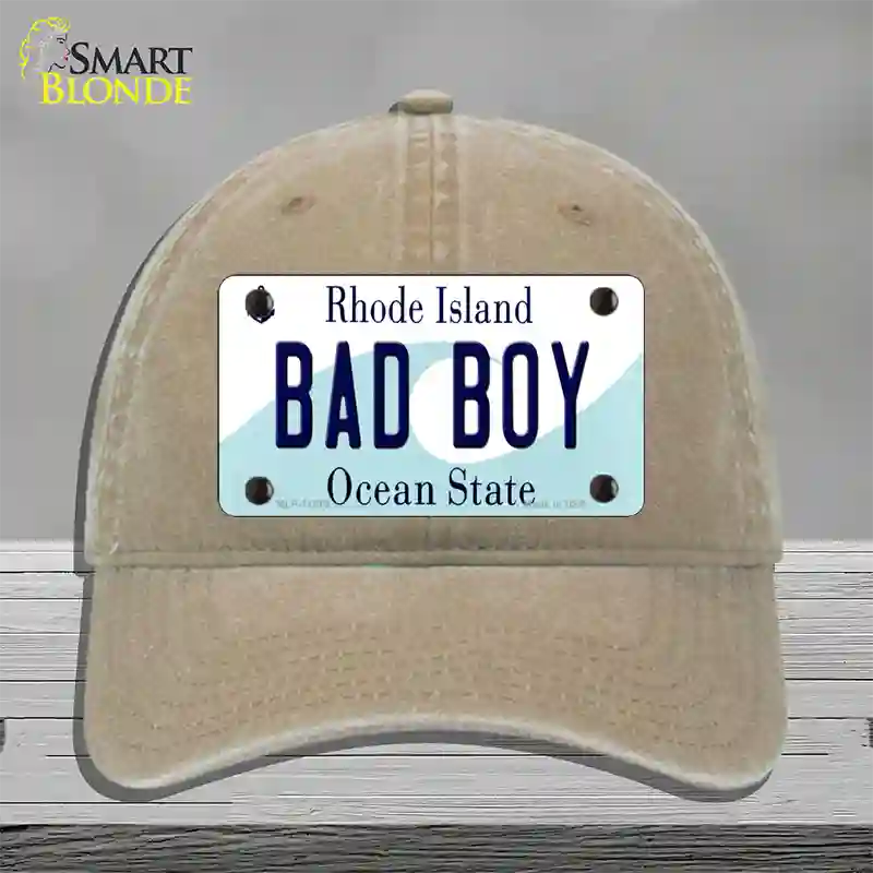 Bad Boy Rhode Island State Novelty License Plate Hat Unconstructed Cotton / Khaki