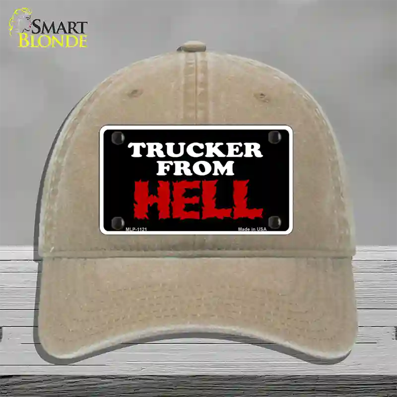 Mesh From Hell Novelty License Plate Hat Unconstructed Cotton / Khaki