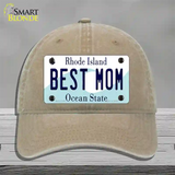 Best Mom Rhode Island State Novelty License Plate Hat Unconstructed Cotton / Khaki