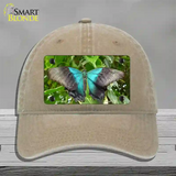 Butterfly Blue and Black Novelty License Plate Hat Unconstructed Cotton / Khaki