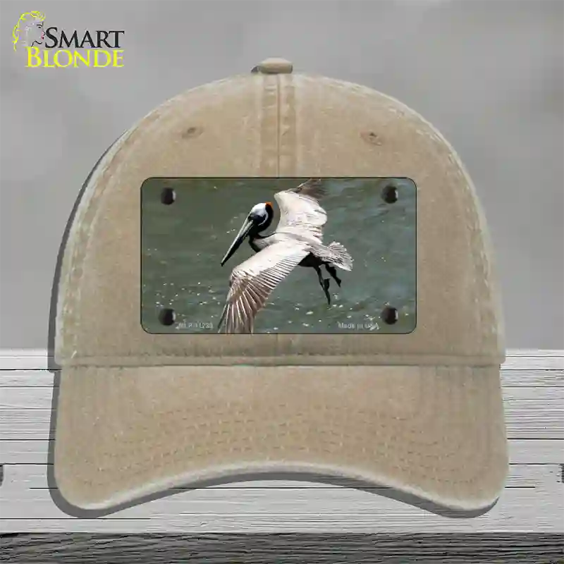 Pelican In Flight Novelty License Plate Hat Unconstructed Cotton / Khaki