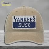 Yankees Suck Novelty License Plate Hat Unconstructed Cotton / Khaki