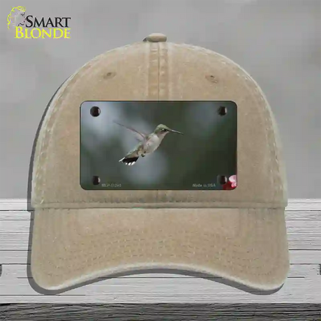 Hummingbird In Flight Novelty License Plate Hat Unconstructed Cotton / Khaki