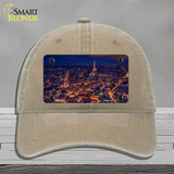 Paris At Night Eiffel Tower In Center Novelty License Plate Hat Unconstructed Cotton / Khaki