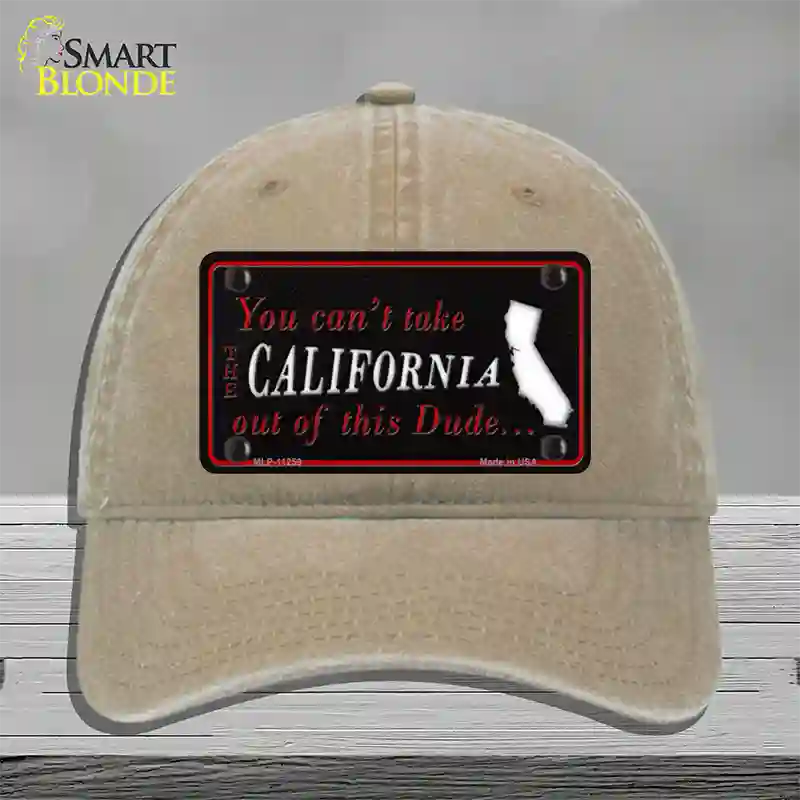 California Dude Novelty License Plate Hat Unconstructed Cotton / Khaki