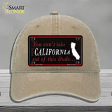 California Dude Novelty License Plate Hat Unconstructed Cotton / Khaki