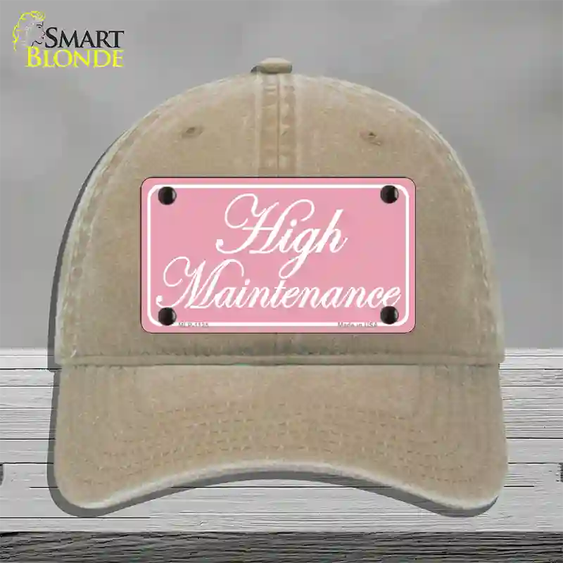 High Maintenance Novelty License Plate Hat Unconstructed Cotton / Khaki