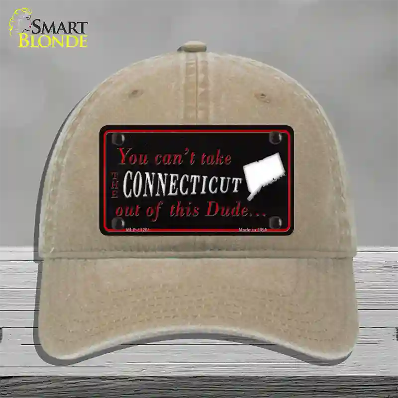 Connecticut Dude Novelty License Plate Hat Unconstructed Cotton / Khaki