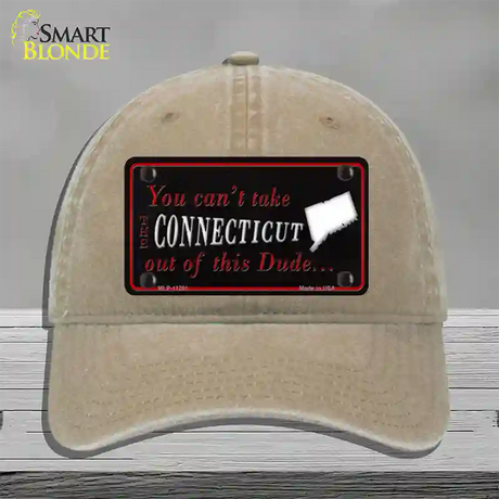 Connecticut Dude Novelty License Plate Hat Unconstructed Cotton / Khaki