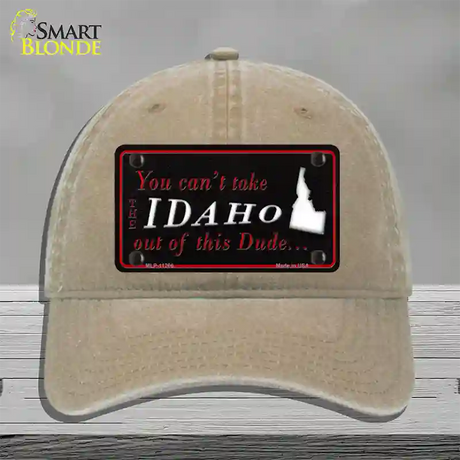 Idaho Dude Novelty License Plate Hat Unconstructed Cotton / Khaki